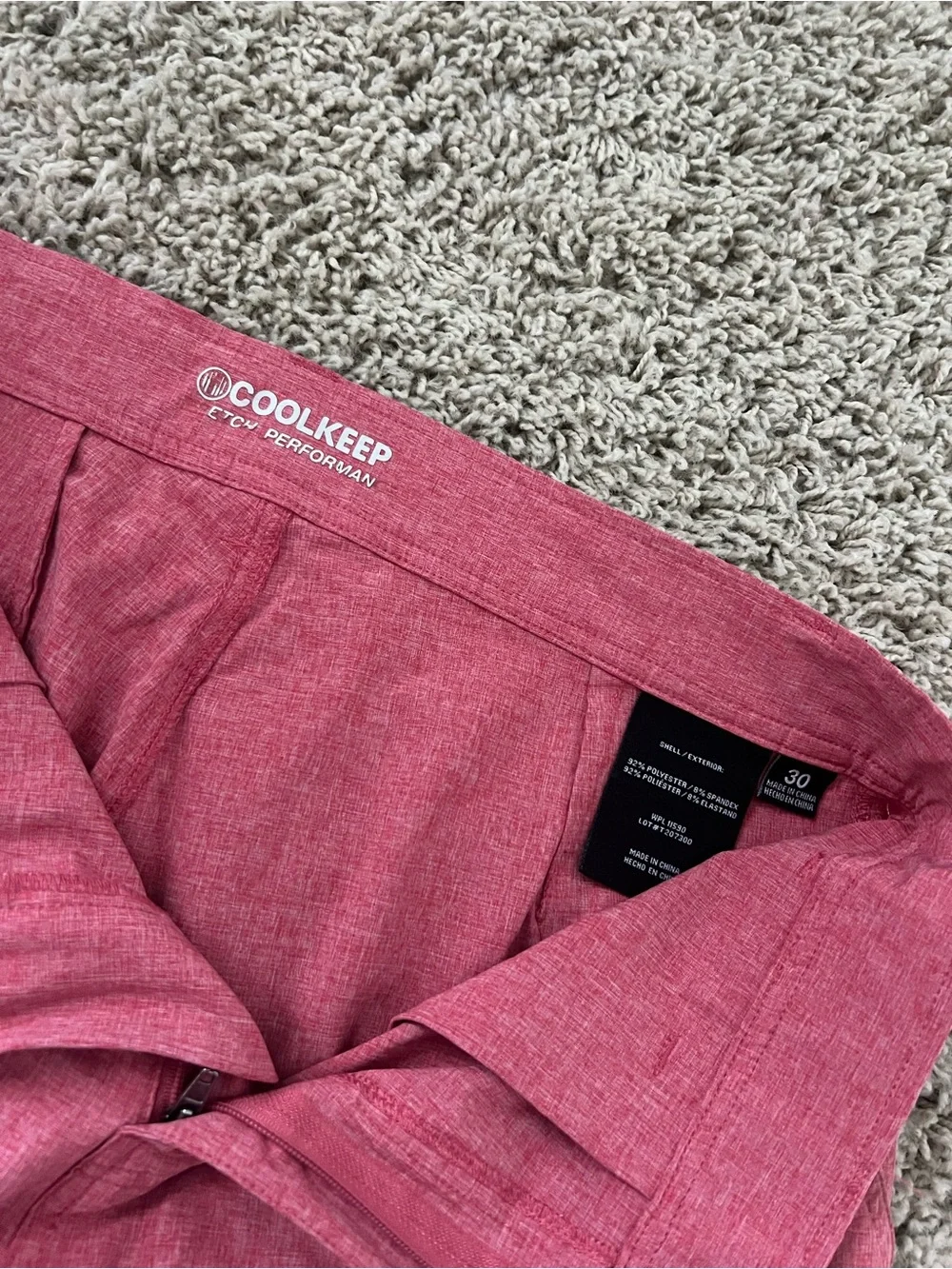 Men’s CoolKeep Flat Front Shorts in Berry Red
